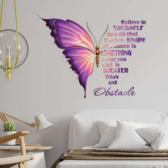 Large Inspirational Butterfly Wall Decals Stickers, Peel and Stick Vinyl Wall Art Decals Decor