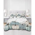 thumbnail image 2 of Full Size Quilt Bedding Set, Teal Pumpkins Fall Reversible Summer Quilt 3 Pieces, Thanksgiving Autumn Leaves Botanical Lightweight Bedspreads Coverlets with 2 Pillow Shams for All Seasons, 2 of 5