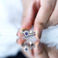 thumbnail image 5 of Rosec Jewels Lab Grown Blue Sapphire Heart Shaped Wedding Ring Set (AAAA Quality) - Blue Sapphire and Diamond Ring with Band, 10K White Gold, US 4.00, 5 of 9