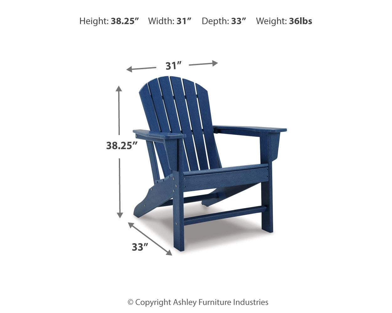 Signature Design by Ashley Casual Sundown Treasure Adirondack Chair  Blue