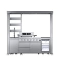 thumbnail image 4 of 97-Inch 6-Burner 85000 BTU Deluxe Stainless Steel Gas Outdoor Kitchen Bar Barbecue Island Grill  + Wine Cooler Compact Refrigerator + Rotisserie + Granite Countertops + Storage Cabinets & Drawers, 4 of 30