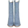 thumbnail image 4 of Ring- Women's Cowboy / Cowgirl Pull On Western Stacked Heel Mid Calf Almond Pointed Toe Boots (Denim Blue, 12), 4 of 6
