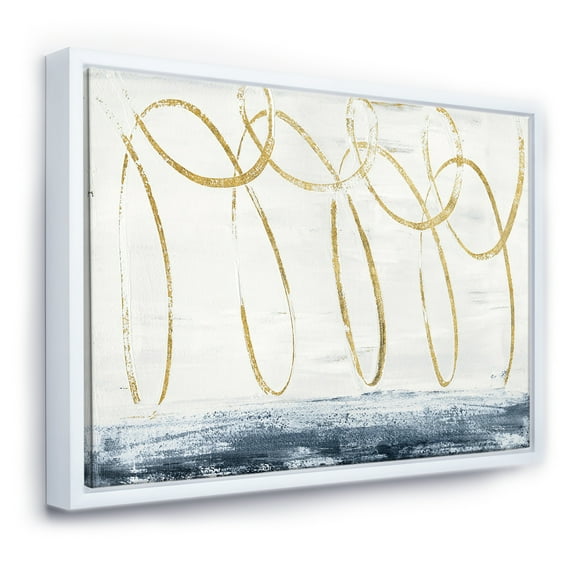 Designart ' Gold Abstract Geometric Shape ' Modern Transitional Framed Canvas