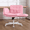 Pink, variant on TMV Vanity Chair Oversized, Criss Cross Design Office Desk Chair - Big & Tall Computer Chair with Foldable Arms, Swivel and Wheels,Cream