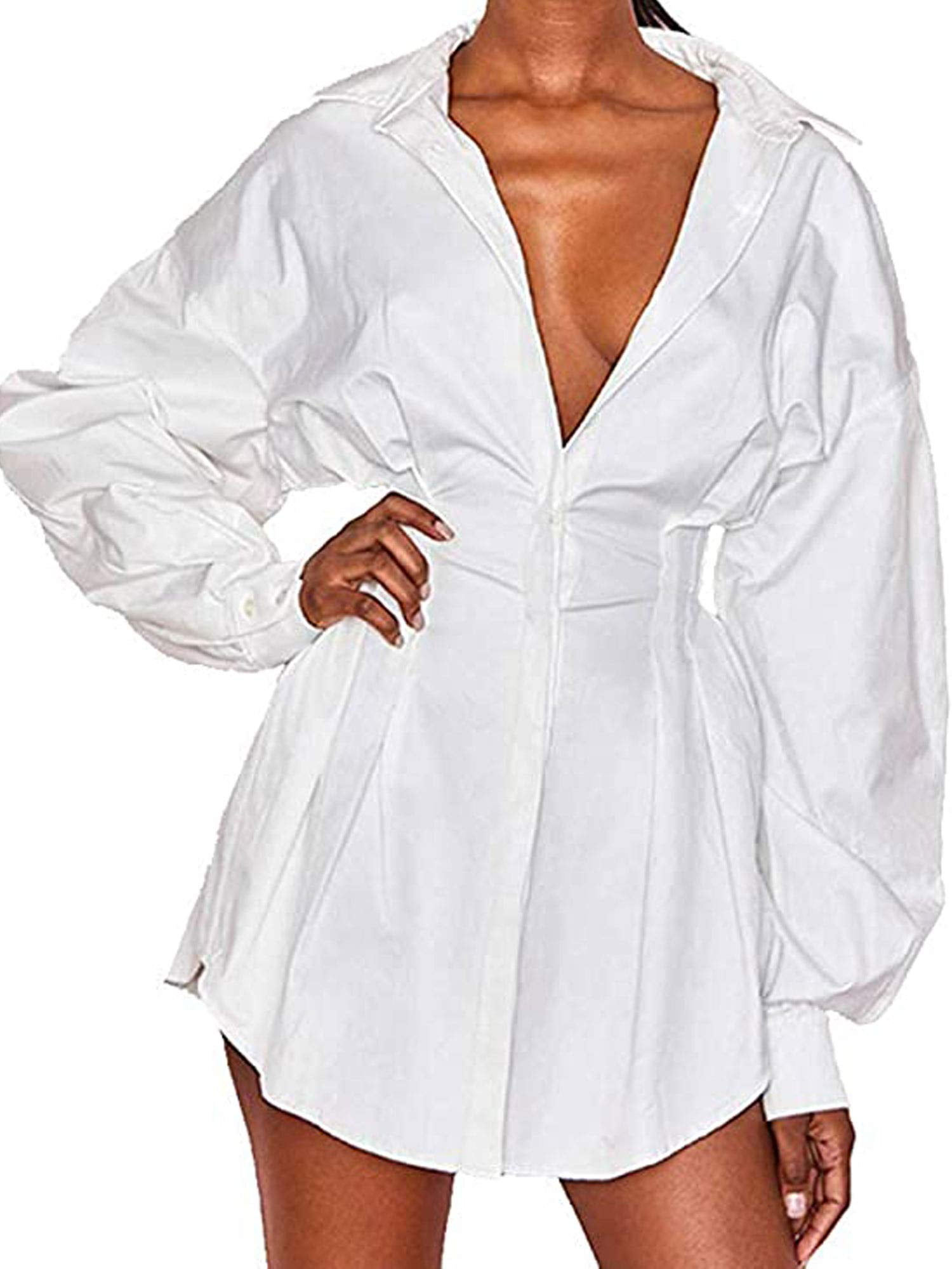 deep v neck t shirt dress