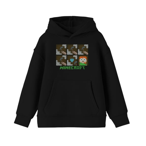 Minecraft Comic Panels Boy's Black Sweatshirt-Medium