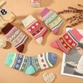 thumbnail image 3 of Armscye 5 Pairs  Womens Thick Knit Winter Socks, Stripe Wool Winter Socks, Wool Vintage Socks for Indoor Warmth, Comfortable Breathable Cotton Socks for Women Indoor Warming Christmas Gifts, 3 of 7