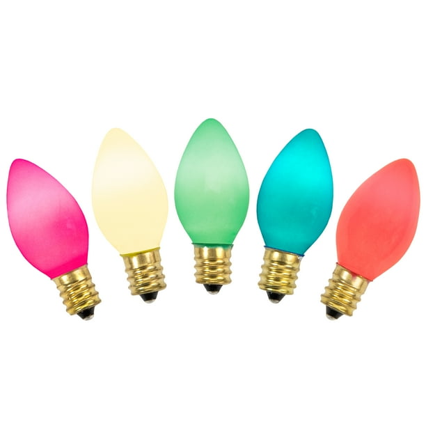 Pack of 25 Incandescent C7 Opaque MultiColor Christmas Replacement