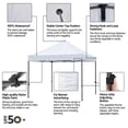 thumbnail image 4 of Yaheetech 10x10 ft Commercial Pop-Up Canopy Tent with Removable Sidewalls, Roller Bag, White, 4 of 7