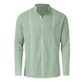 thumbnail image 3 of LIUJUNSHOP Men's Long Sleeve Casual Solid Holiday Cardigan Shirt Top Comfortable Stylish Versatile Green S, 3 of 5