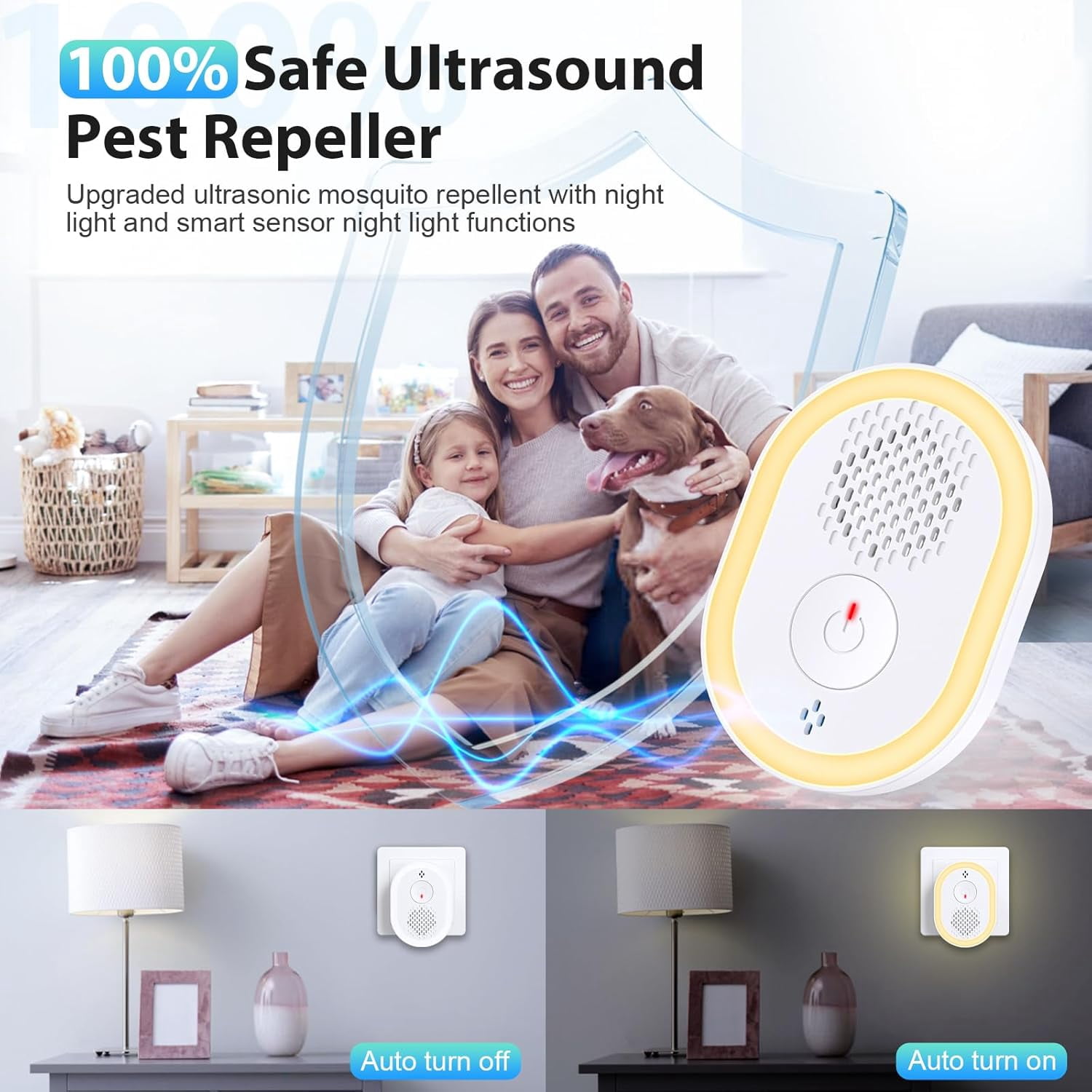Ultrasonic Pest & Insect Repeller, Ultrasonic Repellent for Roach, Rodent, Mouse, Bugs, Mosquito, Mice, Spider, Ant,Electronic Plug in Pest Control, 6 Packs