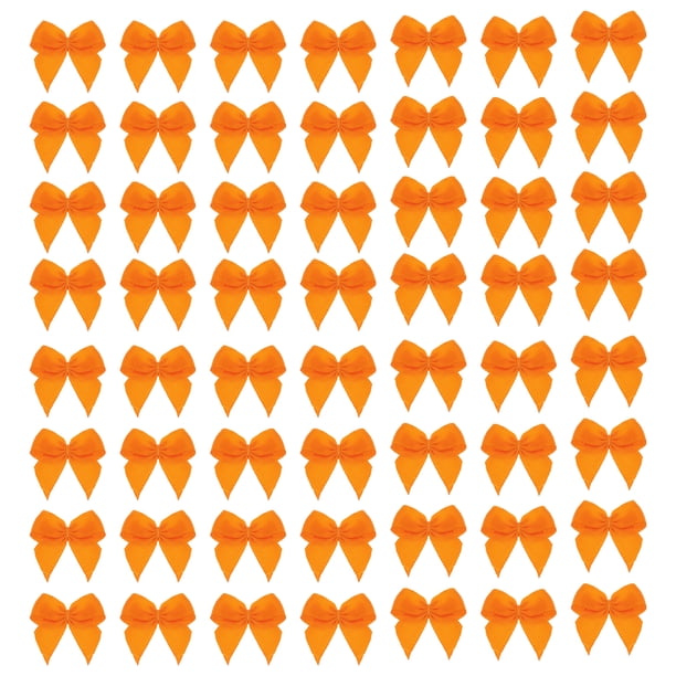 Uxcell 30Pcs Mini Ribbon Bow 1" Mini Fabric Satin Ribbon Flower Bows Craft DIY Sewing Wedding Birthday Party Black, Orange 120