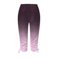 thumbnail image 5 of Leggings for Women Butt Lift High Waisted Tummy Control Fashion Casual Gradient Ramp Print Side Drawstring Stretchy Elastic Waist Capri Buttery Soft Bell Bottom Palazzo, 5 of 5