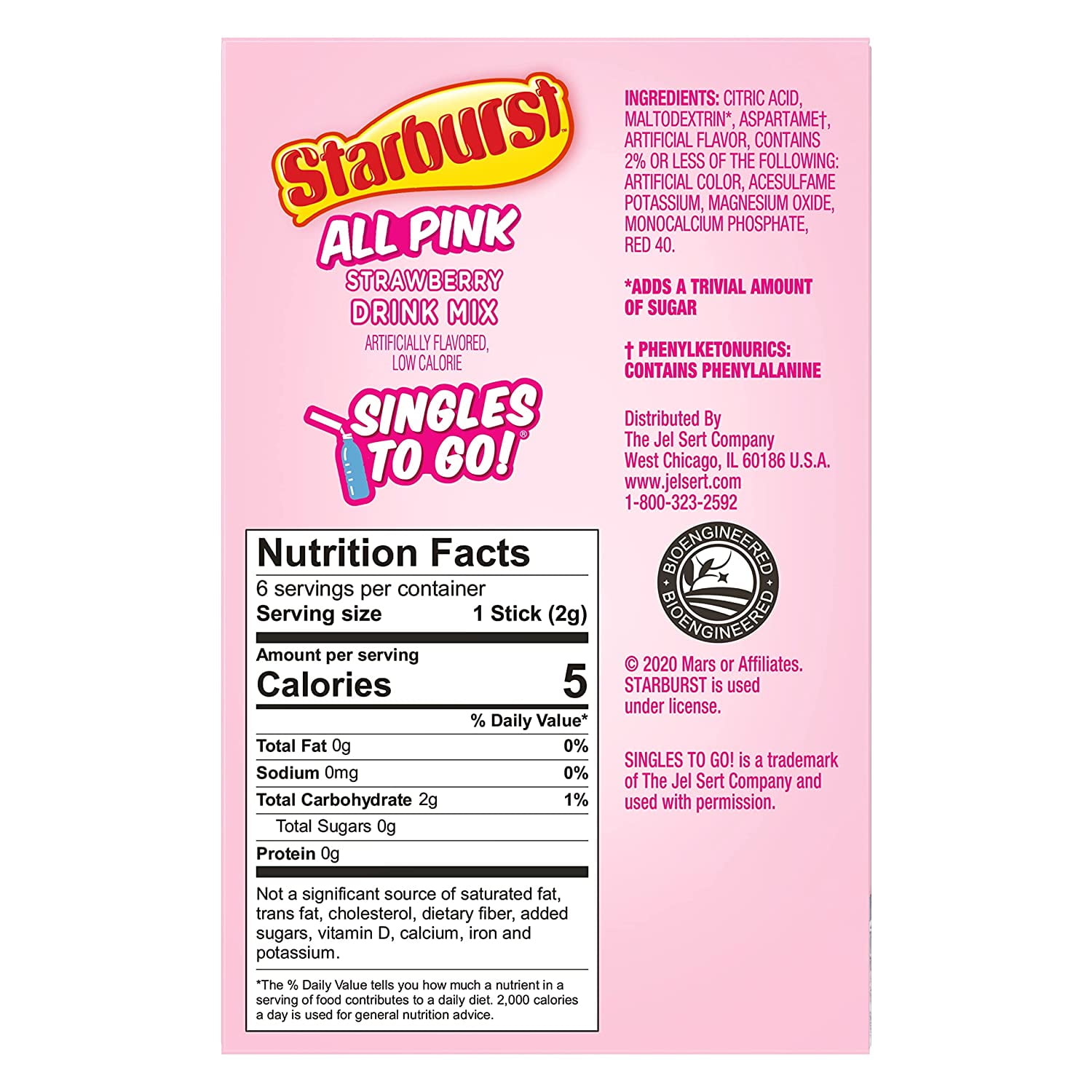 Starburst Singles To Go Powdered Drink Mix, All Pink Strawberry, 3 Boxes with 6 Packets Each - 18 Total Servings, Sugar-Free Drink Powder, Just Add Water, 6 count (Pack of 12)