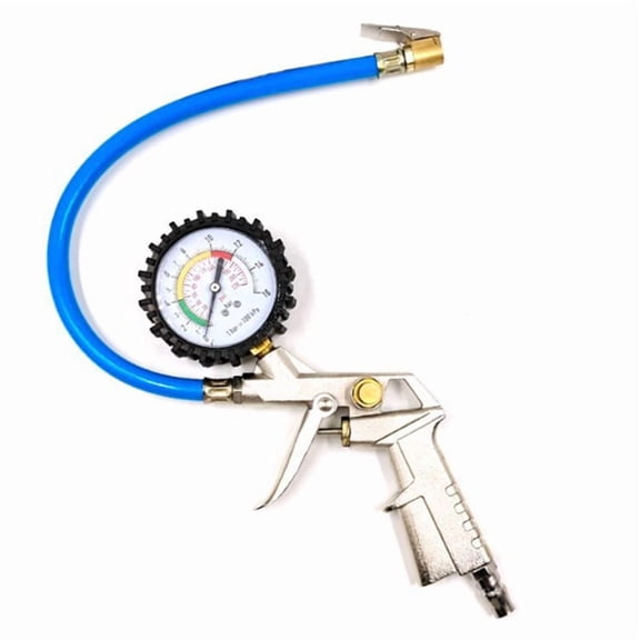 In-Car Tire Pressure Gauge with Air Chuck for Cars and Trucks, Blue Metal, 0-16 Bar / 0-220 PSI, 8cm