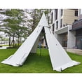 thumbnail image 3 of UNISTRENGH 4 Season Waterproof Oxford Teepee Tent with Stove Jack White Pyramid Tent with Half Mesh, 3 of 7