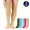 thumbnail image 3 of QJUHUNG 2pairs Extra Wide Non-Binding Diabetic And Circulatory Over The Knee Socks  With Cushioned Sole For Men And Women, 3 of 7