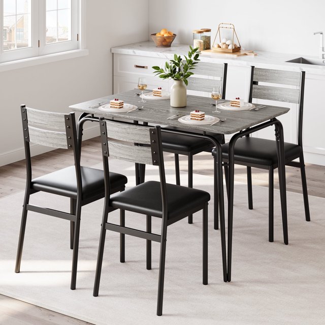 Cherish Compact Dining Table and Chairs for 4 - Modern Square Dinette Set Perfect for Apartment Living