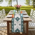 thumbnail image 4 of Green Beige Boho 108 Inch Table Runner, Vintage Ethnic Tribal Southwestern Farmhouse Dresser Scarf Cotton & Linen Tablerunner for Dining/Kitchen Island/Holiday Party Décor 13" x 108", 4 of 9
