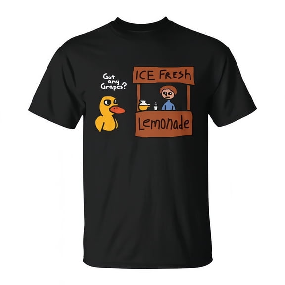 Quirky Animal Graphic Tee - Playful Duck Lemonade Stand Design, Soft Cotton Relaxed Fit T-Shirt for Casual Wear & Meme Merch