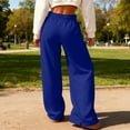 thumbnail image 6 of ClodeEU Womens Wide Leg Drawstring Elastic Waist Baggy Sweatpant,Casual Trouser with Pockets Blue,Womens Plus M, 6 of 8