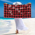 thumbnail image 3 of Zufioo Red Buffalo Plaid Print Silver Fox Fleece Beach Towel 27.5x55in, Super Absorbent Bath Towel, Suitable for Adult Beach, Swimming Pool and Home Use-One Size, 3 of 6