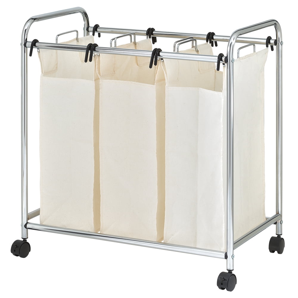 Mainstays 3 Bag Rolling Laundry Sorter Cart