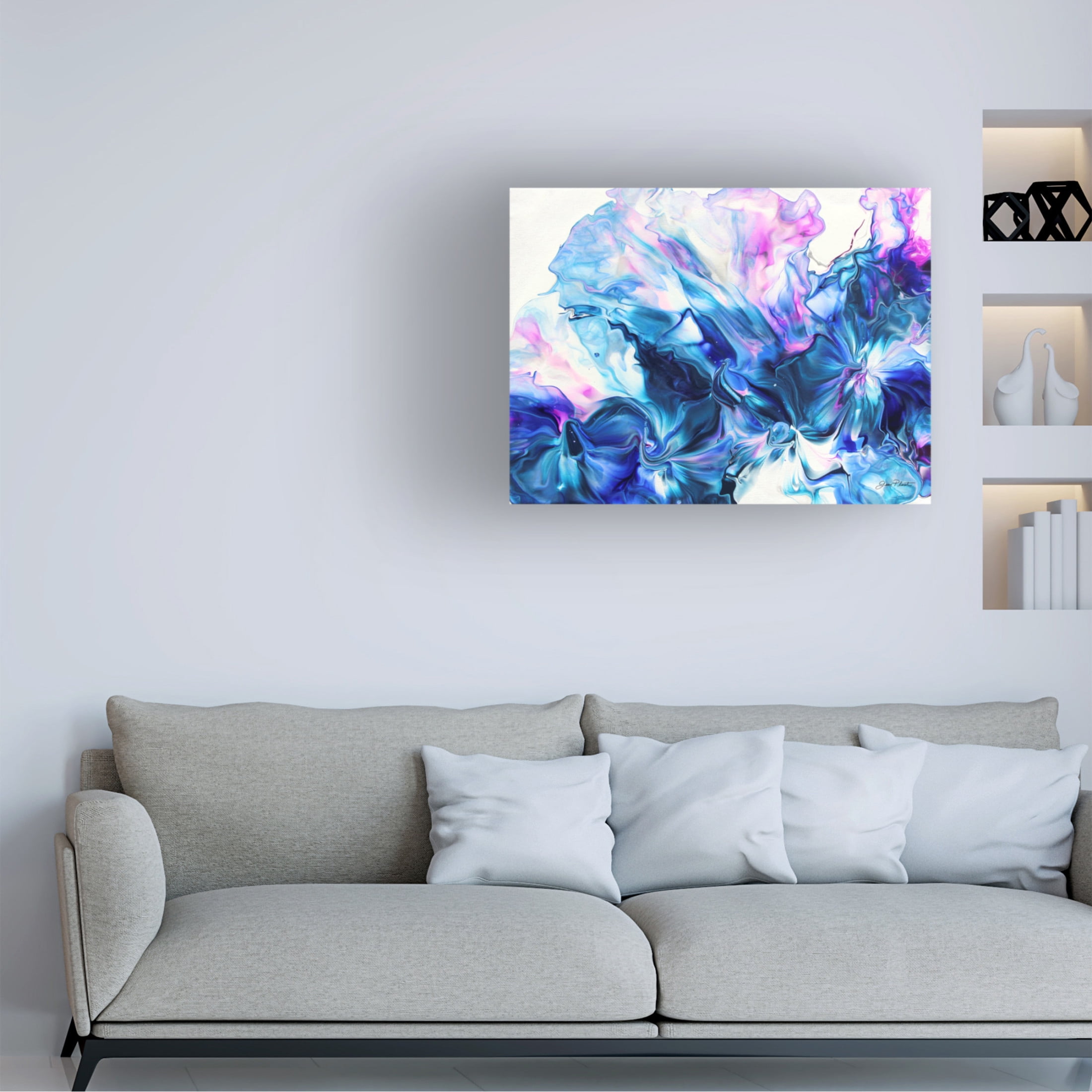 Canvas Wall Art - Jean Plout 'Abstract Pouring H' Wall Art for Living Room, Bedroom, or Office Décor by Trademark Fine Art - 47 x 35 Inches