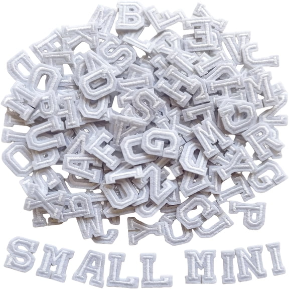 TUWAFE 130pcs Iron on Letter Patches 0.7 inch, 5 Sets of 26 Embroidered Alphabet A-Z Patches for Clothing Jackets Hats Backpacks Jeans White