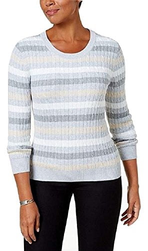 Karen Scott Womens Striped Colorblock Sweater 