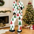 thumbnail image 2 of Pajamas for Women Christmas Satin Pajamas for Women Long Sleeve Button Down Pajama with Pants Christmas Womens Loungewear Set, 2 of 4