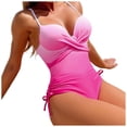 thumbnail image 1 of Cathalem Maillots de Bain Résistants au Chlore Col Rond une Pièce Sportif Imprimé, Rose S, 1 of 5