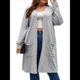 thumbnail image 1 of Cárdigan de Punto Ligero y Suave para Mujer, de Talla Grande, con Mangas Largas, Abierto Al Frente y Bolsillos. Gris XL, 1 of 7