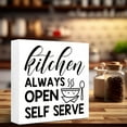 thumbnail image 6 of Zomyto 7"x7" Funny Kitchen Wood Block Signs,Kitchen Always Open Self Serve Wooden Box Sign,Country Kitchen Decor Sign, 6 of 7