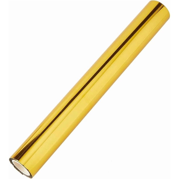 Rollo de papel de transferencia térmica de 8 m, ancho de 19,3 cm, dorado metálico, para estampación en caliente.