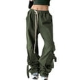thumbnail image 2 of Franhais Women Casual Cargo Pants Drawstring Elastic Waist Loose Straight-leg Trousers with Pockets, 2 of 5