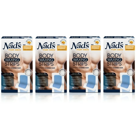 Nad's For Men Body Waxing Strips, 20 Count (Pack of 4) + Beyond BodiHeat Patch, 1