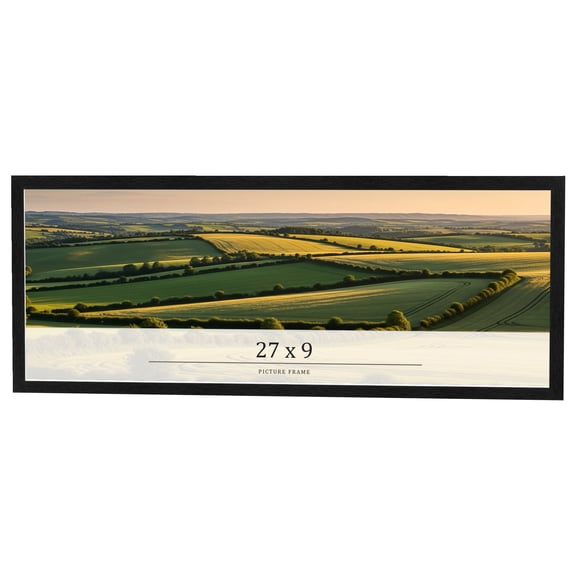 27x9 Frame Black Charcoal Grey Wood Textured Picture Frame | 0.75 Inch Moulding Width | Gunmetal