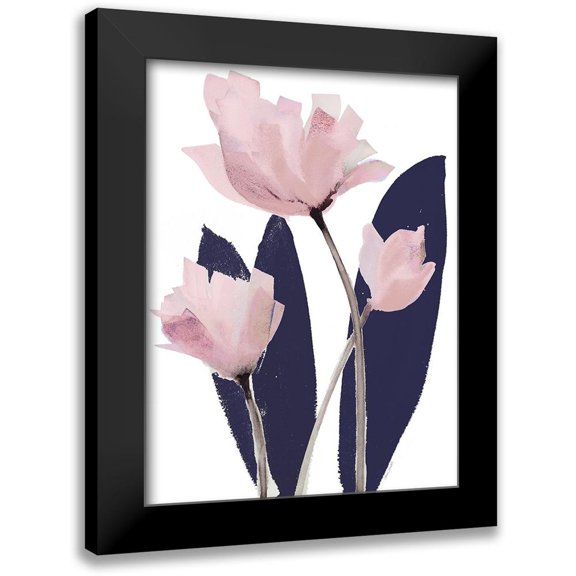 Loreth, Lanie 12x14 Black Modern Framed Museum Art Print Titled - Triple Navy Whisper II