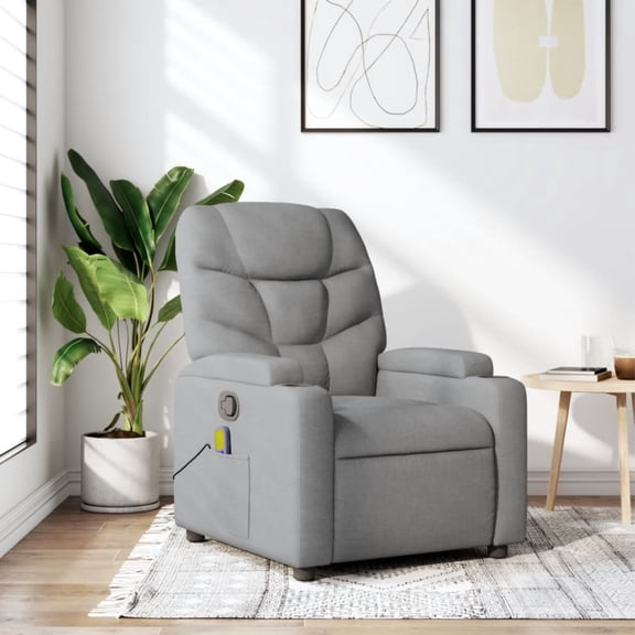 Casafoyer Massage Recliner Chair Light Gray Fabric