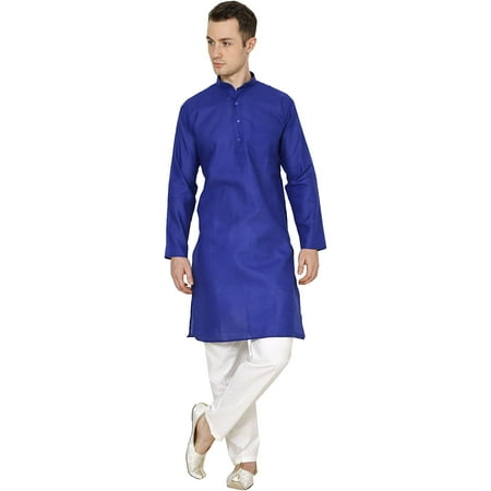 

Royal Kurta Men s Cotton Linen Kurta Pyjama (40 Royal Blue)