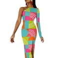 thumbnail image 1 of Vibrant Color Block Maxi Dress One Shoulder Abstract Geometric Aesthetic Bodycon Dresses Summer Dress Woman Pattern Vestido, 1 of 5