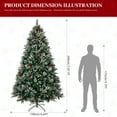 thumbnail image 6 of Artificial Christmas Tree 8Ft Snow Frosted Xmas Tree Pre-Decorated Christmas Tree with Pinecones & Berries Metal Stand, Easy Assembly for Home, Office, Holiday, 6 of 10