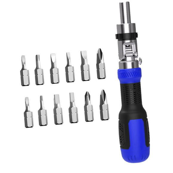 Destornillador de trinquete Strade Fareast Limited 13 en 1 Cabeza ajustable azul