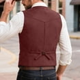 thumbnail image 5 of TOWED22 Men's Suede Leather Vest Casual Cowboy Western Vests Mens Waistcoat(Wine,XS), 5 of 9