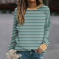 thumbnail image 2 of Ashirexll Crewneck Sweatshirts Women, Fall Sweatshirts for Women, Ladies' Casual Fall and Winter Long Sleeve Round Neck Loose Striped Sweatshirts, 2 of 5