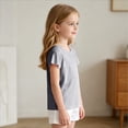 thumbnail image 6 of HAiming Girls Tops Short Sleeve Lightweight Breathable Classic T Shirts Summer Workout Tee Loose Casual Scoop Neck Kids Tops, 6 of 7