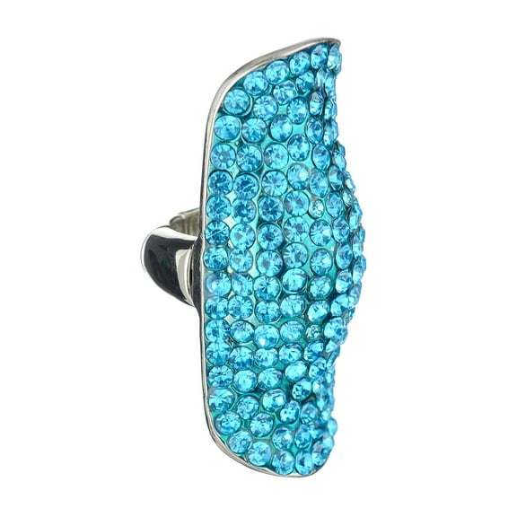 Women's Stone Studded Curved Boho Fashion Stretch Ring, Aqua