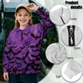 thumbnail image 6 of Uorisanigo Girls Sweatshirts Long Sleeve Pullover Crop Tops Lightweight Purple Black Bat Quarter Zipper Cropped Sweatshirt Fall Winter Clothes Oversized Half Zip Up Hoodies No Hood, 6 of 7