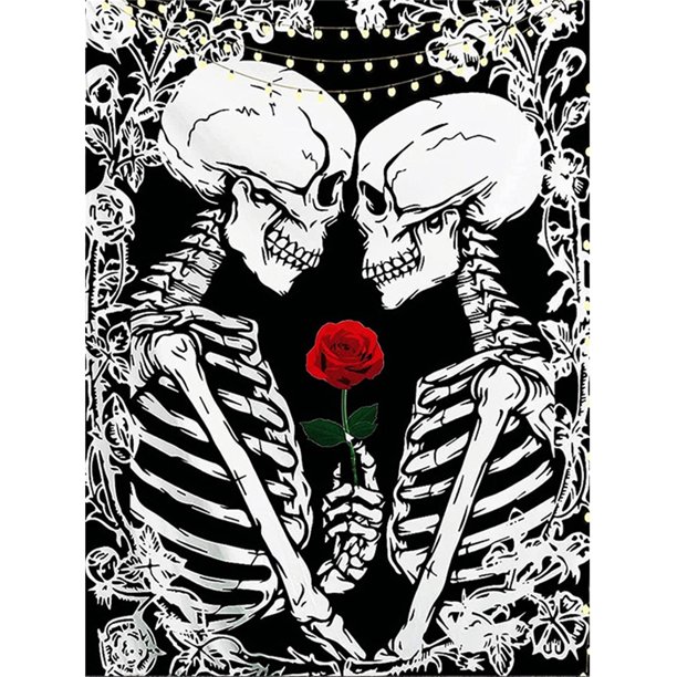 Diamond Drill Rose Couple Skull 5D Kits de pintura DIY Full Round Art (WT1475) Rojo FLhrweasw Nuevo
